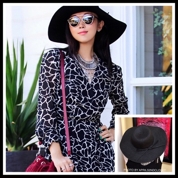 Black Floppy Wide Brim Oversized Fedora Panama Hat - Picture 6 of 8